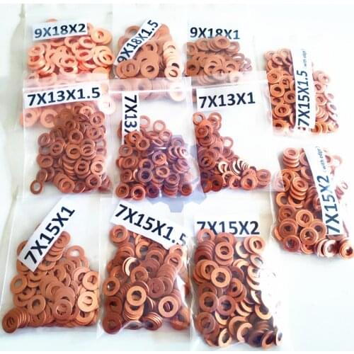 7x15mm/9x18mm Diesel Common Rail Injector Copper Seal Washer Gasket Ring Repair Kits