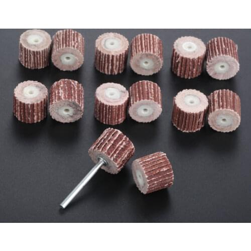 DRELD 10Pcs 3mm Shank Grinding Sanding Flap Wheel Polishing Brushes for Rotary Dremel Accessories Drill Polish Tool with Mandrel