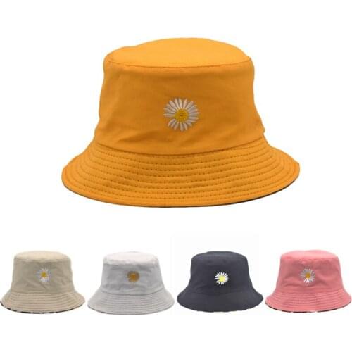 Summer Sun Hat Daisy Bucket Hat Female Mens Fashion Basin Hat Double-Dided Bob Lady Viper Flower Fisherman Hat M85