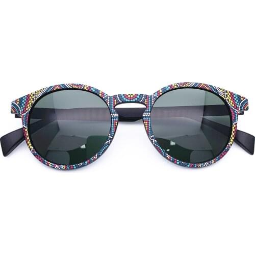 Belight Optical 3D Print Pattern TR90 Women Men Polarized Protection Round Vintage Retro Sunglasses with Case Oculos IS031