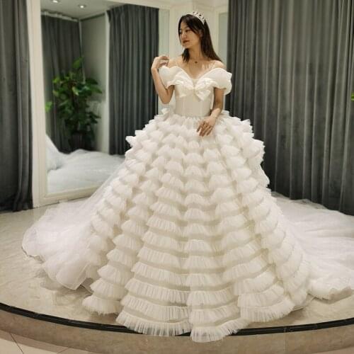 AmL 8317 wedding dress Bride white Party lace Moroccan civil vintage romantic Fluffy muslim long simple civil elegant beautiful