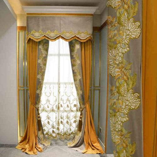 Light and Luxurious Atmosphere European American Style Flower Decoration High Precision Fabric Curtains for Living Room Bedroom
