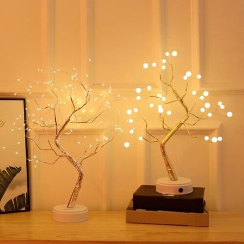 LED Table Lamp Night Lights USB Fire Tree Light Copper Wire Table Lamps Fairy Night Light For Home Wedding Bedroom Decor