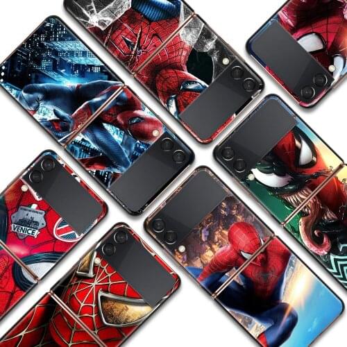 Spiderman Marvel Shockproof Cover for Samsung Galaxy Z Flip Flip3 5G Black Phone Case Shell Hard Fundas Coque Capa