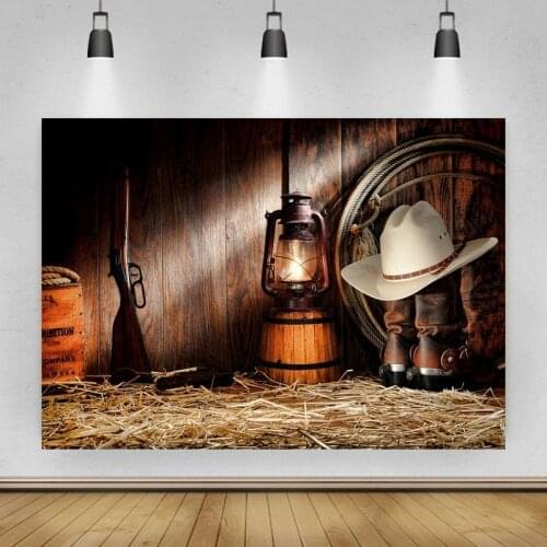 Western Cowboy Manor Suit Retro Barn Lamp Portrait Photo Background Photographic Vinyl Backdrop Photocall Studio Booth Props