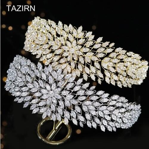 2021 New 5A Cubic Zirconia Tiaras Bride Crowns Women Bridal Headdress CZ Flowers Design Sweet 16 Headband Party Hair Accessories