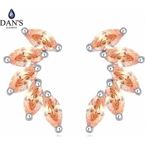 DANS 3 Colors Real Big Brand AAA Zirconia Simple Micro Inlays Fashion Stud Earrings for Women Flower 117065Champagne