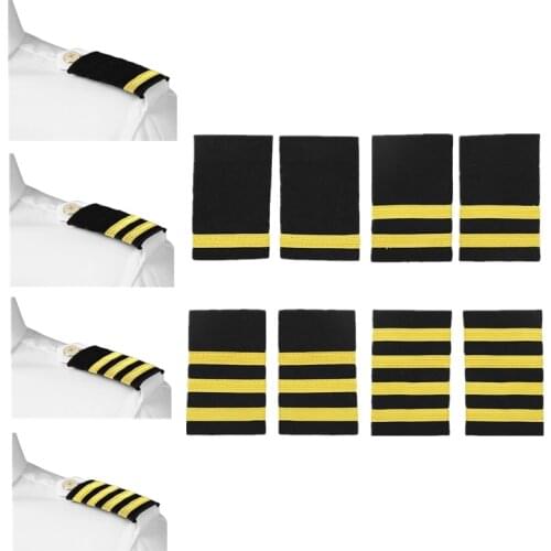 1 Pair Traditional Professional Pilot Uniform Epaulets Performance Shoulder Badges DIY Clothes Decor with Gold/Silver Stripes