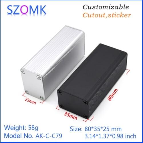 1 piece 25*35*80mm small anodized aluminum junction box enclosure for electronics device PCB aluminum enclosure project box