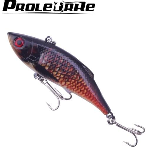 1Pcs 7.5cm 9.7g Vib Crankbait 3D Eyes Fishing Lure Fishing Bait 6# Strong Treble Hooks ocean color Fish Lifelike Wobbler YR-389