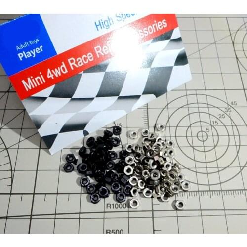 100 Pcs M2 Nuts High Strength M2 Black/Silver Nuts For Tamiya Mini 4WD RC Car Model
