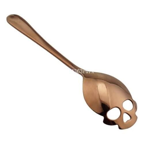 100pcs Stainless Steel Coffee Spoons Skull Shaped Ice Cream Tea Spoons Tableware Kitchen Tools Size 15.1*3.4*0.25 cm