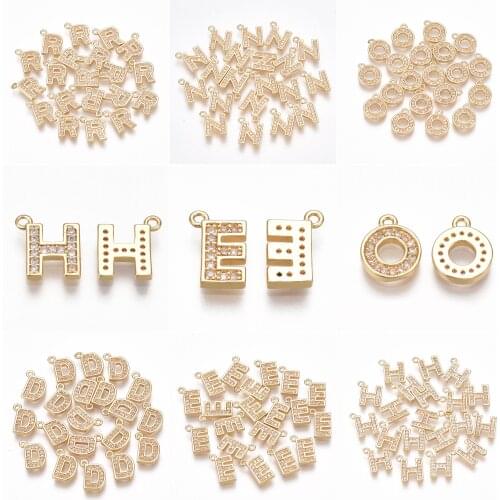 20pcs Brass Cubic Zirconia Charms A~Z 26 Letter Charm Bead Gold Alphabet Pendant for Bracelet Necklace DIY Craft Making Handmade