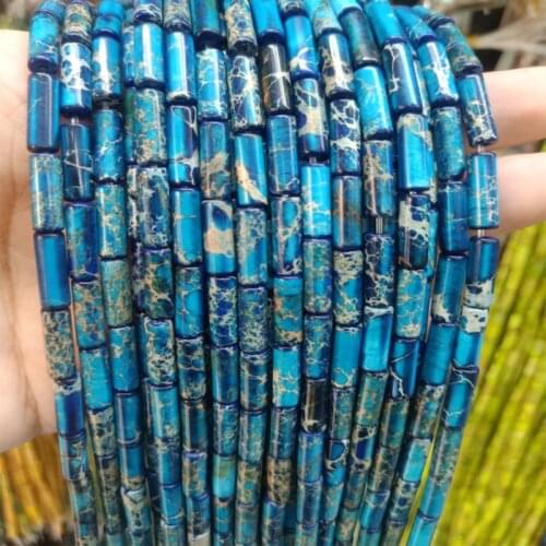 4x13mm Double color Natural Imperial Jaspers Stone Beads Tube Shape Loose Beads For Bracelet Necklace Jewelry Making Strand 15