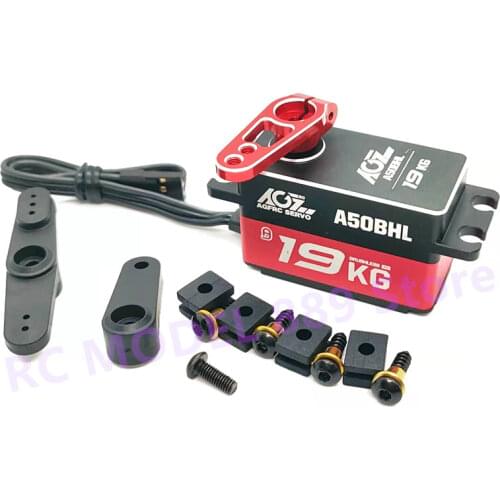 AGFRC A50BHL Metal Gears 8.4V Programmable 19KG 0.073Sec Low Profile High Speed Brushless Steering Servo for RC Racing Car Boat