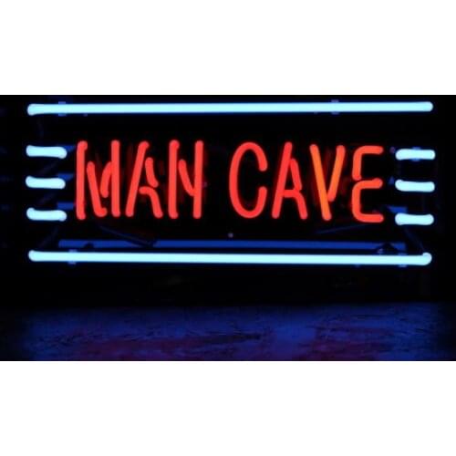 14“ Man Cave Acrylic Custom Neon Light Lamp Sign Beer Bar Handmade Real Glass Decorate Home Wall Room Windows Tube Artwork