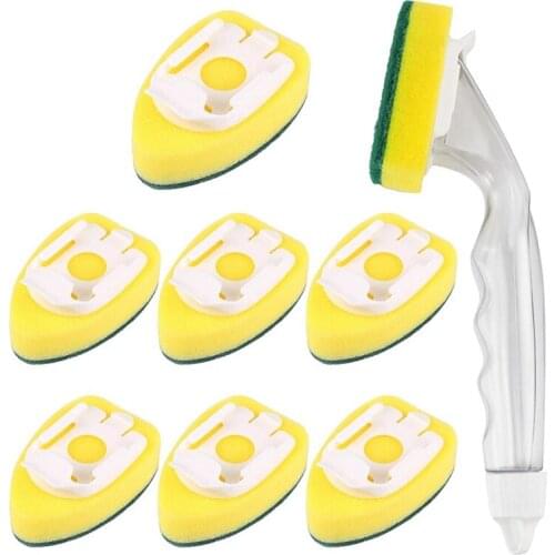 BMBY-Heavy-Duty Dish-Washing Stick Sponge, Dish-Washing Sponge with Handle, Non-Scratching and Reusable Dish Sink(9 PCS)