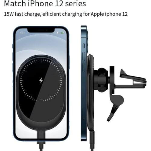 Fast Magnetic Car Wireless Charger for IPhone 12 / 12 Pro Max 15W Qi Wireless Charging Car Phone Holder Built In Strong Magnet