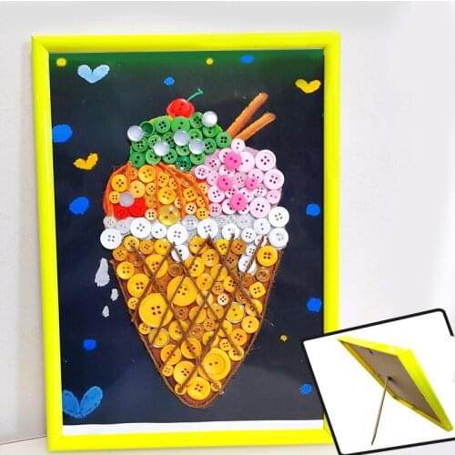 Color button paste painting children DIY handmade materials package kindergarten primary school button painting Festival gift