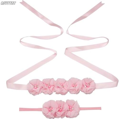 Flower Child Wedding Belts Headband Satin Belt Party Girdle Flower Girl Headband Dress Belt Photography Props Children Girl Gift