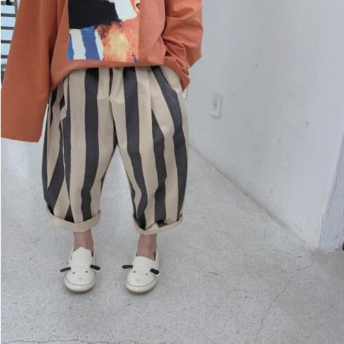 2021 New Stylse Girls Boys Striped Long Pants Spring Fashion Kids Pants 1-6 t QS100