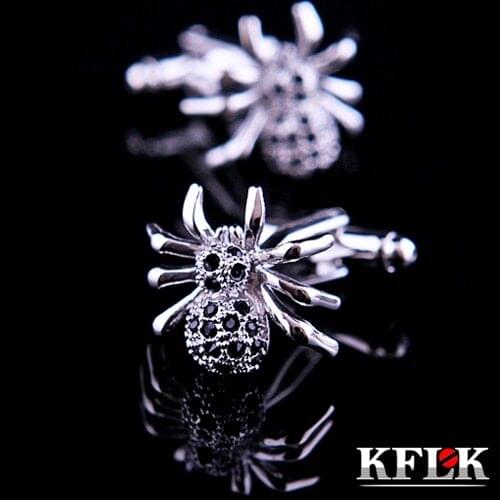 KFLK Luxury shirt cufflinks for mens Brand cuff buttons Crystal cuff links High Quality Animal spider abotoaduras Jewelry