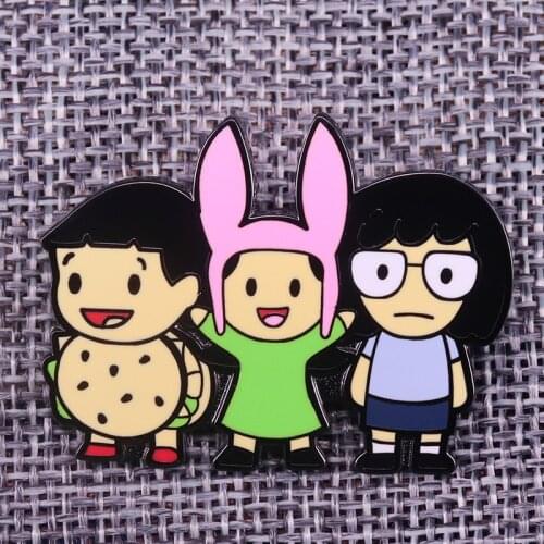 Tina and Louise enamel pin cute cartoon brooch family bagde