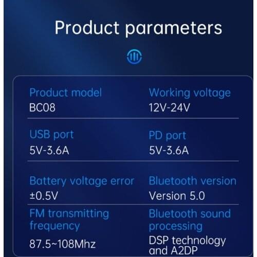 124B FM Transmitter Bluetooth-compatible 5.0 Car Kit Stereo Handsfree Aux Mp3 Player USB Fast Charging FM Modulator