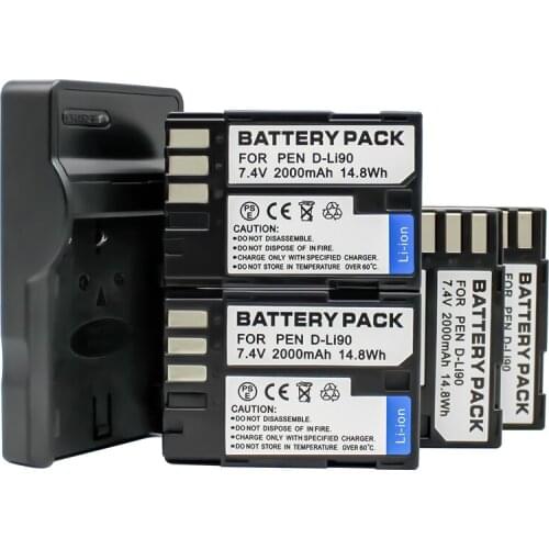 D-Li109 Li-ion Battery (4PACK Batteries + 1pcs Charger) for Pentax D-LI109 K-r K-30 K-50 K-500