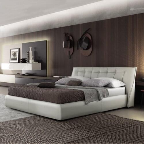 Italian bedroom set furniture king size modern italian latest double bed designer furniture set leather luxury bed