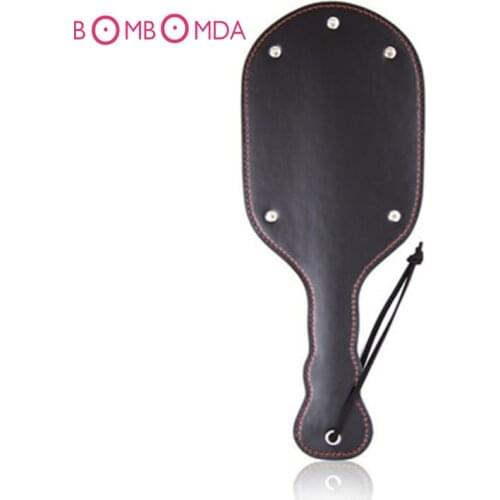 Pussy Tickler Leather Spanking Paddles Ass Slap Stimulator Fetish Whip Handle Flogger BDSM Erotic Sex Toy For Couple Women