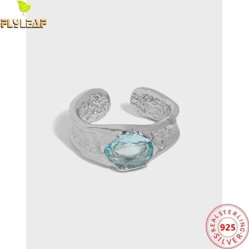 925 Sterling Silver 4a Pink Blue Zircon Open Rings For Women Light Luxury Style Female Fine Jewelry Summer New Arrival