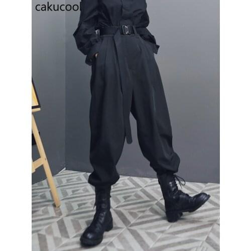 Cakucool High waist overalls radish pants 2019 autumn new feet pants nine points trousers pants