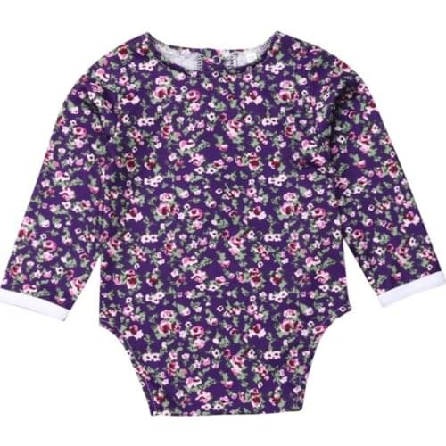 Autumn Newborn Baby Girl Long Sleeve Flower Romper Jumpsuit Overall Clothes Set Long Sleeve Flower Romper