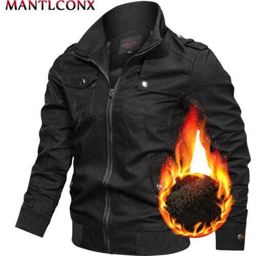 MANTLCONX Winter Mens Military Jackets Casual Male Outwear Fleece Thick Warm Windbreaker Jacket Mens Thicken Thermal Coats Man
