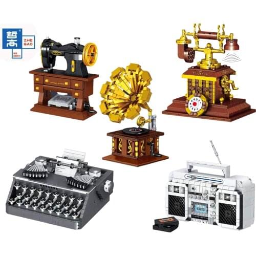 00936 00937 00938 939 940 mini Blocks Kids Building Bricks Girl Toys Boy Puzzle Sewing Machine Phonograph Radio Model Adult Gift