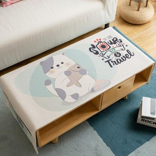 Fashion Home Nordic style cotton Rectangle tablecloth cartoon cat Waterproof tablecloth Table flag Tea table cover