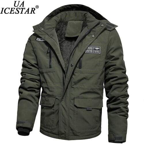 UAICESTAR Winter Thicken Jacket Men Fleece Casual Hooded Parkas Jackets Warm Windproof Coat Fashion Military Bomber Tactical Men