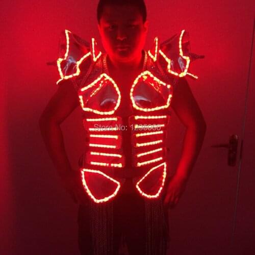 Mens LED Robot Suit, LED Performance Stage Costume Dacing Growing LED Clothes for Music Festivals,DJ Club Event Party Supplies