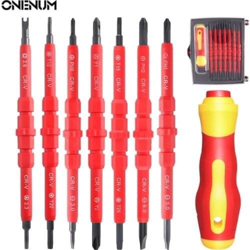 ONENUM Insulated Screwdriver Set 8Pcs Magnetic Screw Bits Slotted Phillips Torx Set CR-V Household Repair Tools For Electrician