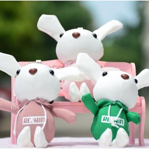 New lovely 16cm plush Favorite rabbit with clothesdoll stuffed soft Pendant bag decoration Keychain festival gift for friend