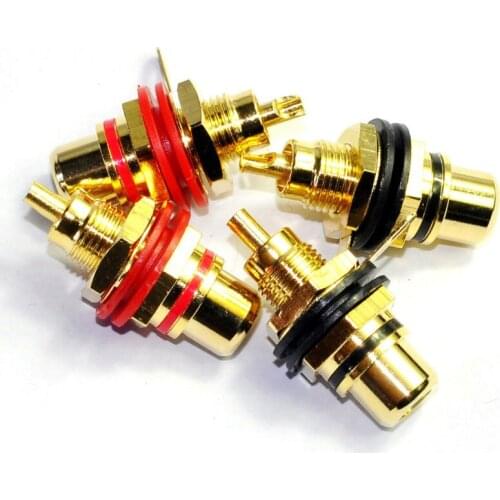 Wholesale and retail 20pc GOLD RCA Terminal Jack Female Chassis Connector Audio Amplifier sockets free shipping