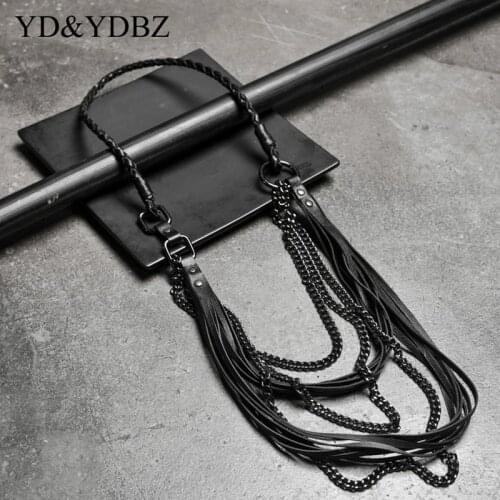 Necklace Chain Vintage Jewelry for Women Sweater Chain Handmade Art Oversize Multilayer Necklaces Black Minimalist Punk Style Ne