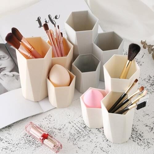 Plastic Desk Cosmetic Storage Box Lipstick Brushes Holder Organizer Makeup Tool