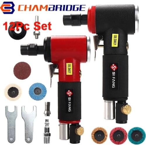 Air Angle Die Grinder Tool Kit 1/4'' 90 Degree Pneumatic Grinding Polisher Machine Mill Engraving Kits with 2'' Sanding Discs
