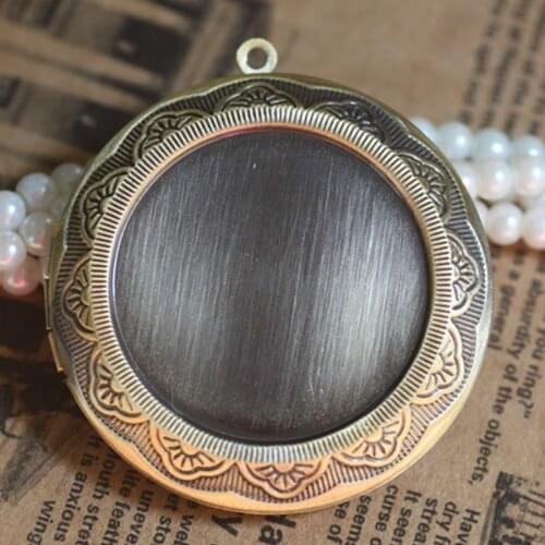 2pcs Wholesale Ancient Bronze 45mm Round Photo Locket Frame Charm Necklace Pendant DIY Jewelry Making Accessories Supplies