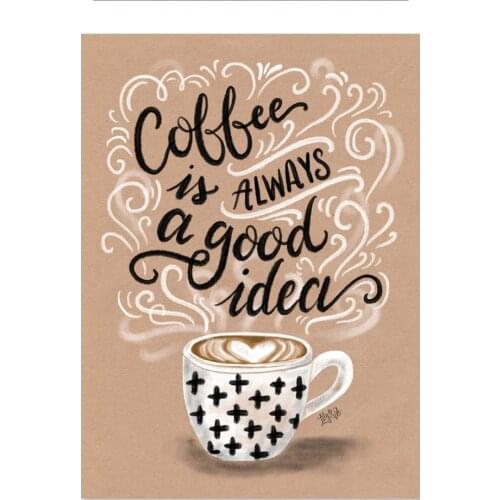 Coffee cup diamond embroidery cross stitch kit complete 5D diamond painting letter creative cup rhinestone mosaic home decoratio