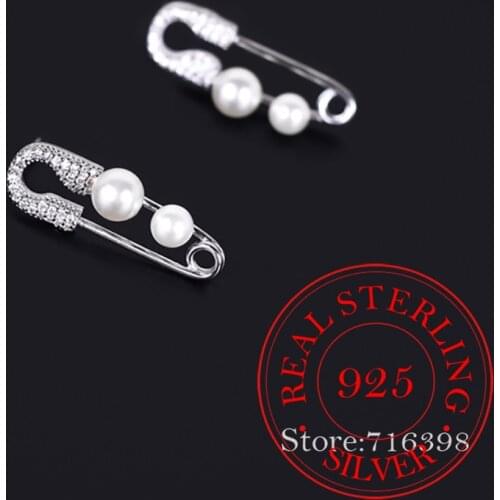 100% 925 Solid Real Sterling Silver Pearl Stud Earring Handmade Earrings for Women Wedding Jewelry eh958