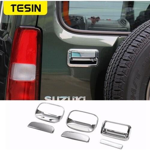 TESIN Car Exterior Front Side Door Rear Tail Door Handle Bowl Decoration Cover Sticker for Suzuki Jimny 2010-2015 Car Styling