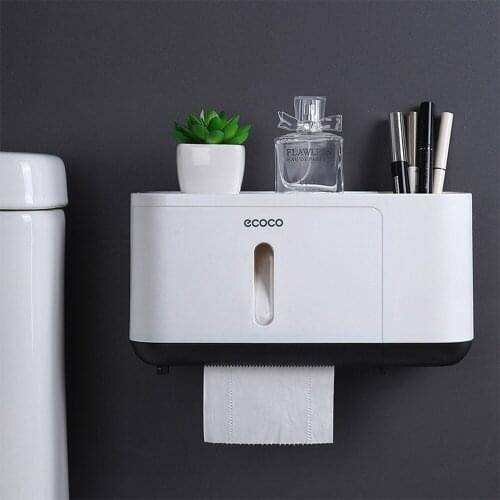 Waterproof Wall Mount Toilet Paper Holder Shelf Toilet Paper Tray Roll Paper Tube Storage Box Creative Tray Tissue Box Home